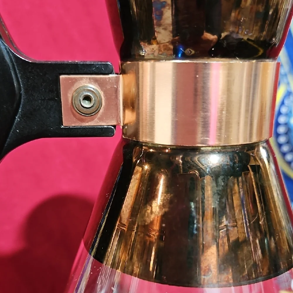 VTG Inland Glass MCM Coffee Carafe Decanter Copper Gold Striped